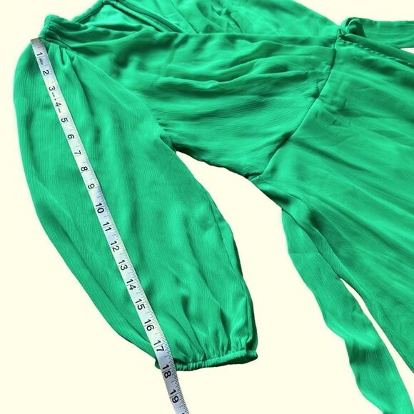 DKNY Bright Green Self Belt Flowy Dress Size 4 - Picture 7 of 14